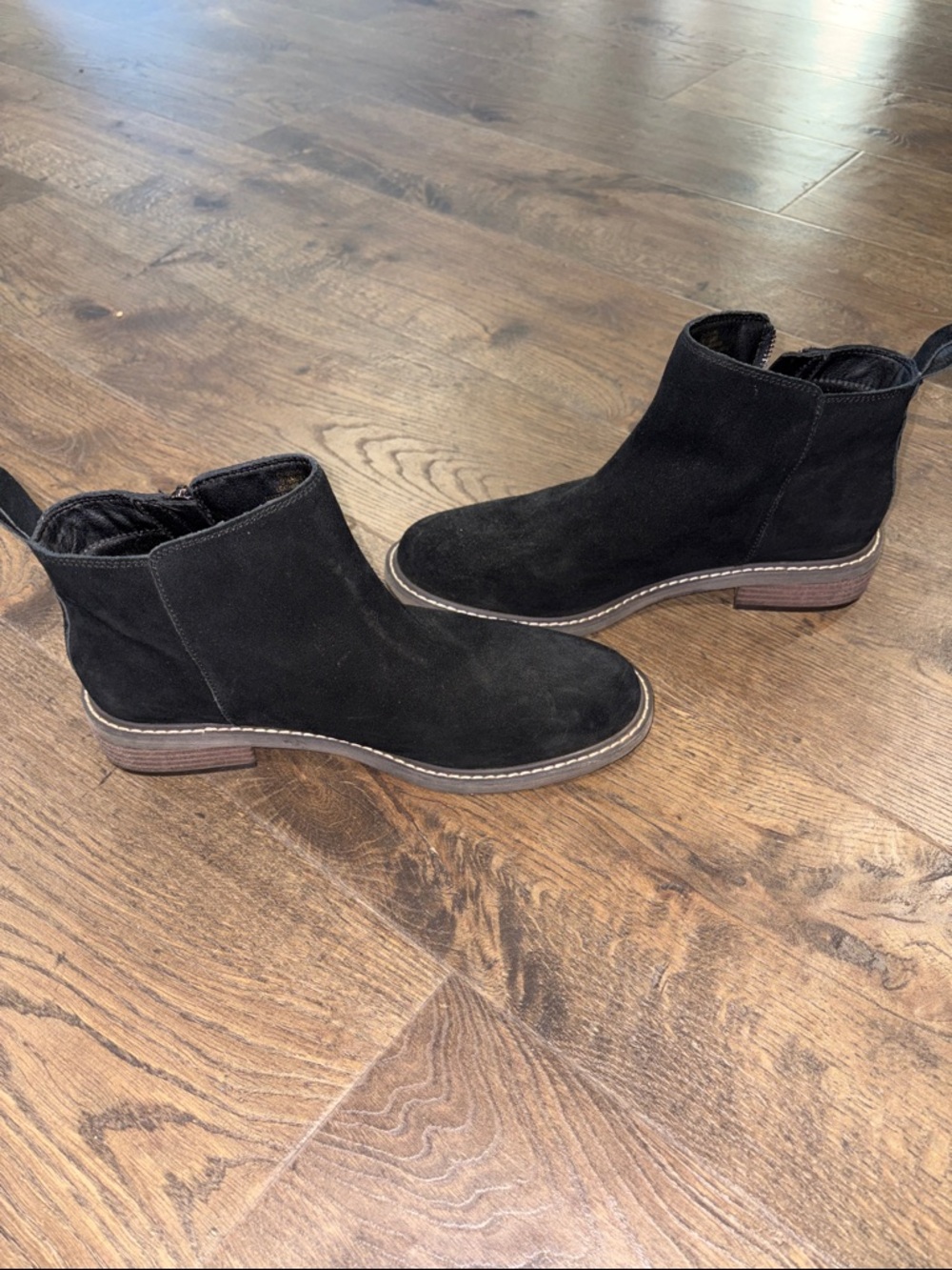 Crown Vintage Black Suede Ankle Boots 9.5 Side Zip Chukka Booties - Picture 5 of 8